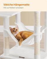 Kratzbaum Katzenhaus mit Hängematte cremeweiss von Songmics
