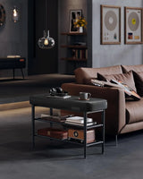 Schuhbank Kunstleder modern tintenschwarz 60er-Jahre von Songmics