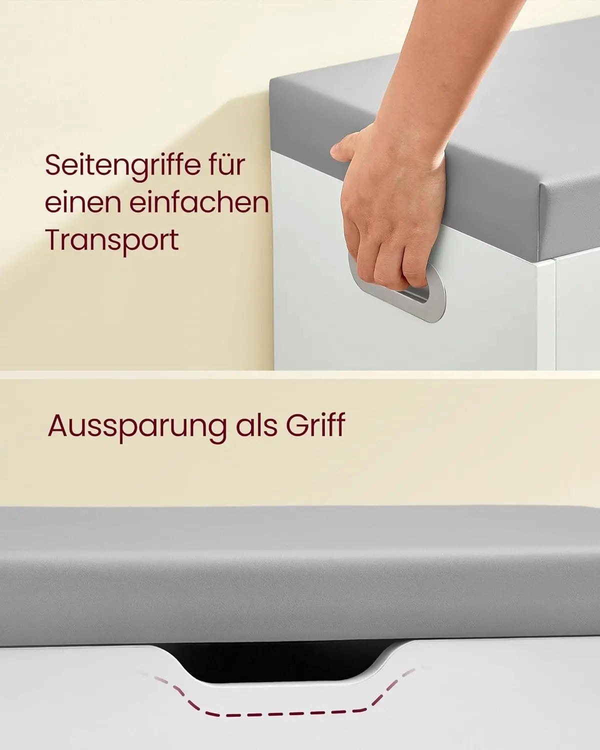 Schuhbank gepolstert mit Stauraum wolkenweiss von guteszeug.ch