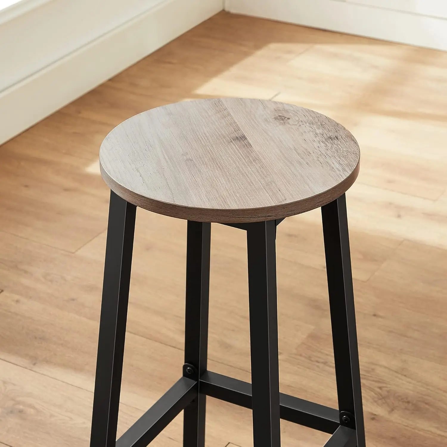 Barhocker 2er-Set greige-schwarz Metall von Songmics