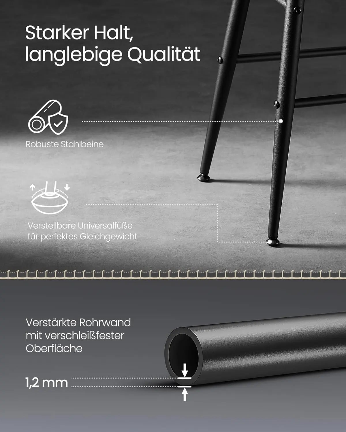 Barhocker 2er Set Kunstleder tintenschwarz von Songmics