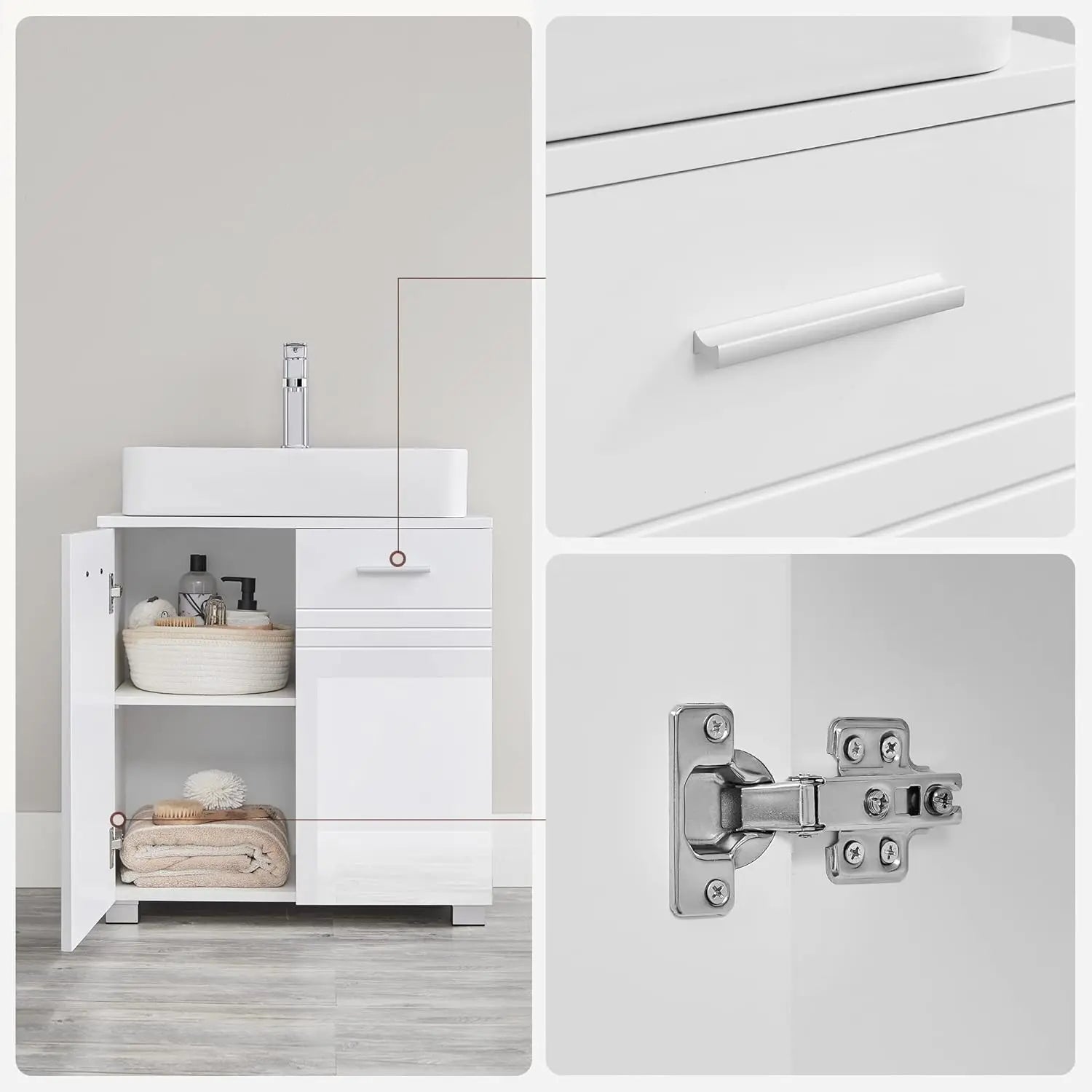 Badezimmerschrank Waschbeckenunterschrank Doppeltür weiss 60cm von Songmics