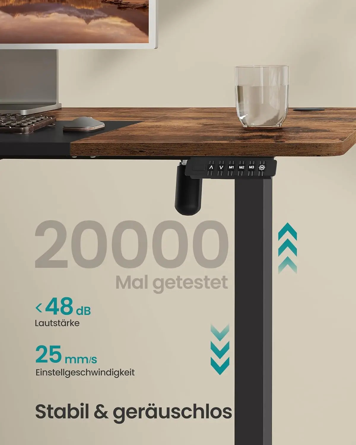 Schreibtisch elektrisch höhenverstellbar Memory-Funktion vintagebraun von Songmics