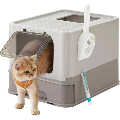 Katzentoilette mit Deckel auslaufsicher Haferflockenfarben