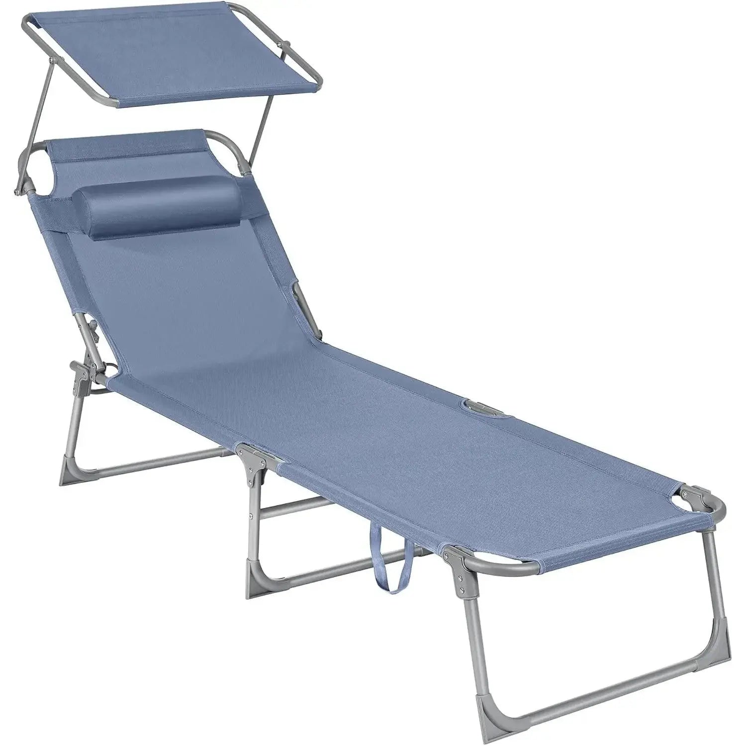 Sonnenliege klappbar mit Kopfkissen 150kg blau Stahl von Songmics