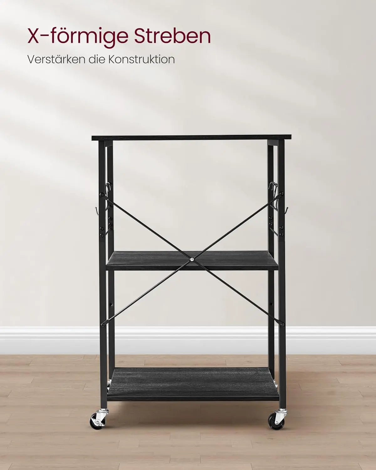 Küchenregal auf Rollen mit Haken Anthrazitgrau von Songmics