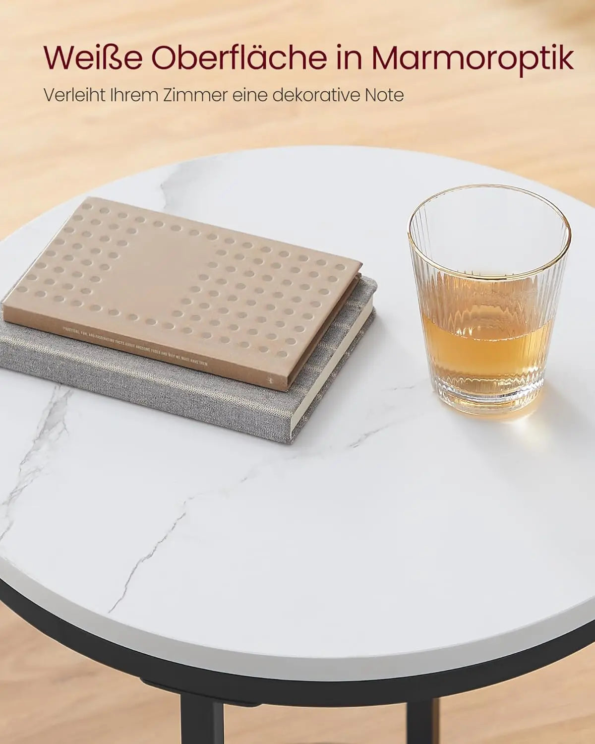 Beistelltisch mit 2 Ebenen marmorweiss von Songmics