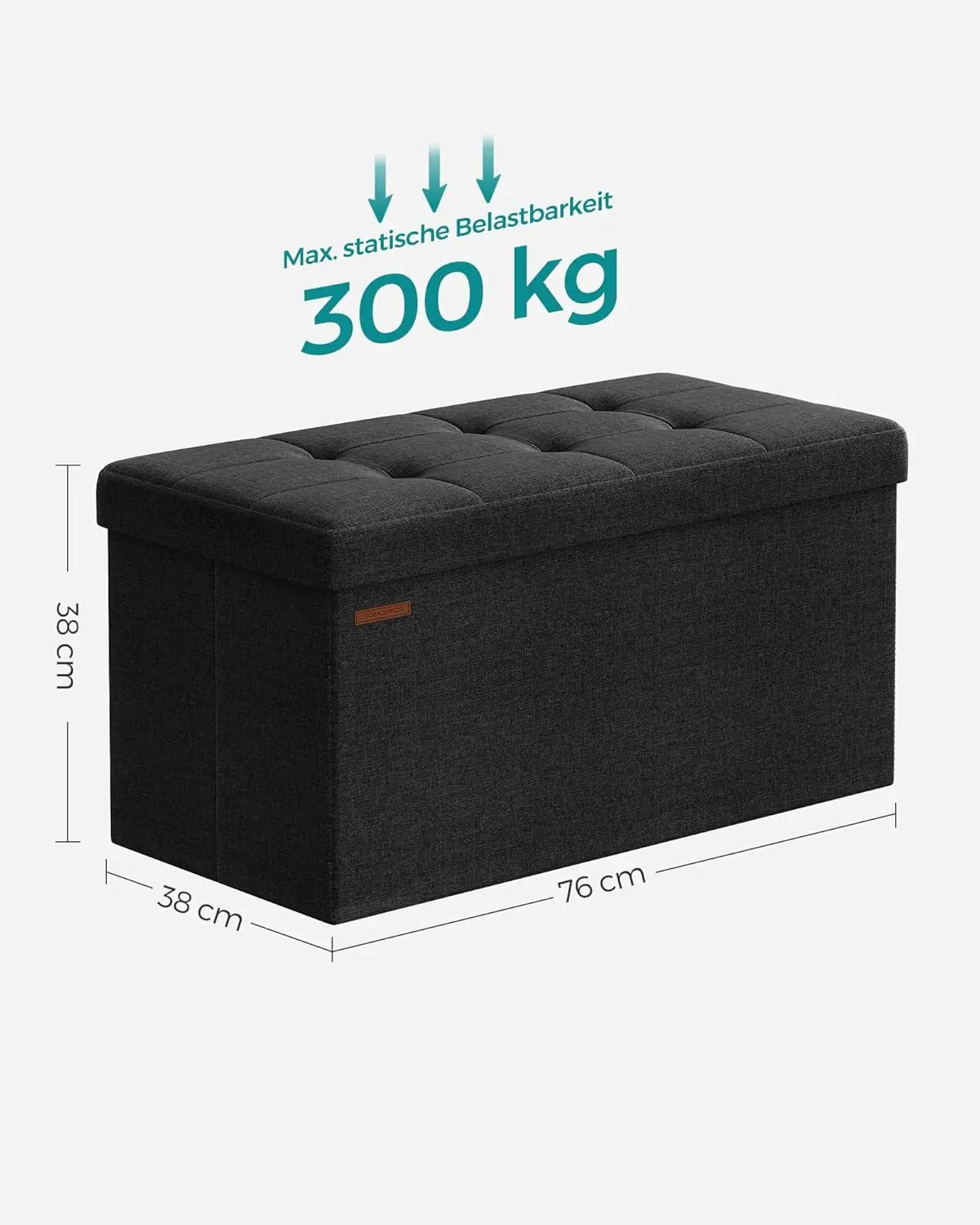 Sitzbank klappbar Stauraum 89 L schwarz Leinen von Songmics