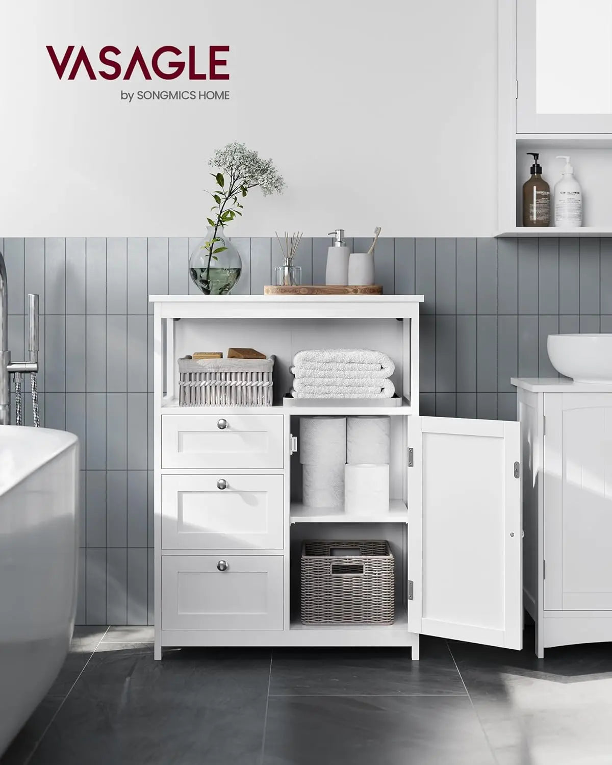 Badezimmerschrank 3 Schubladen weiss Holz von guteszeug.ch