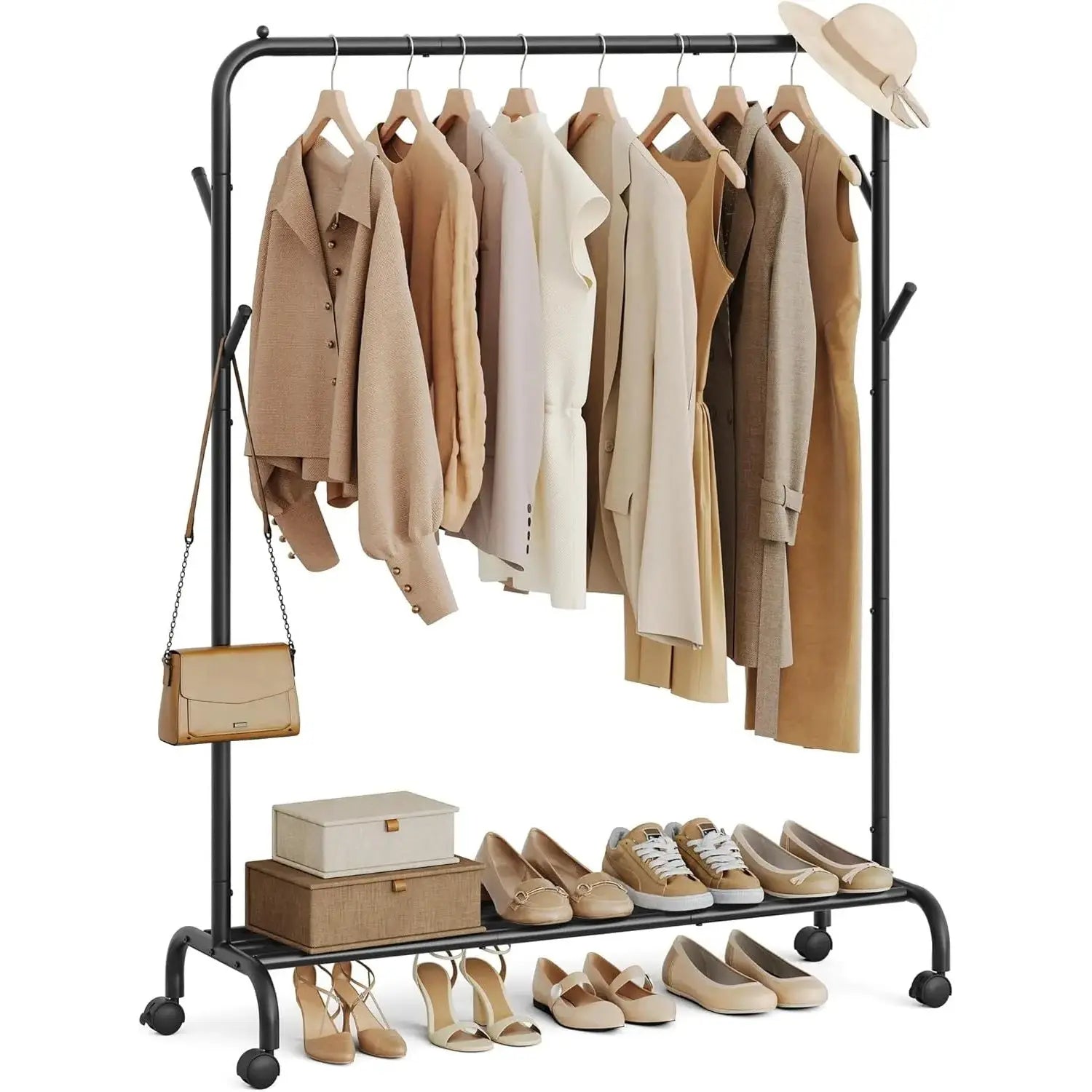 Kleiderständer Rollen Stahlrohre 50kg Schwarz von Songmics