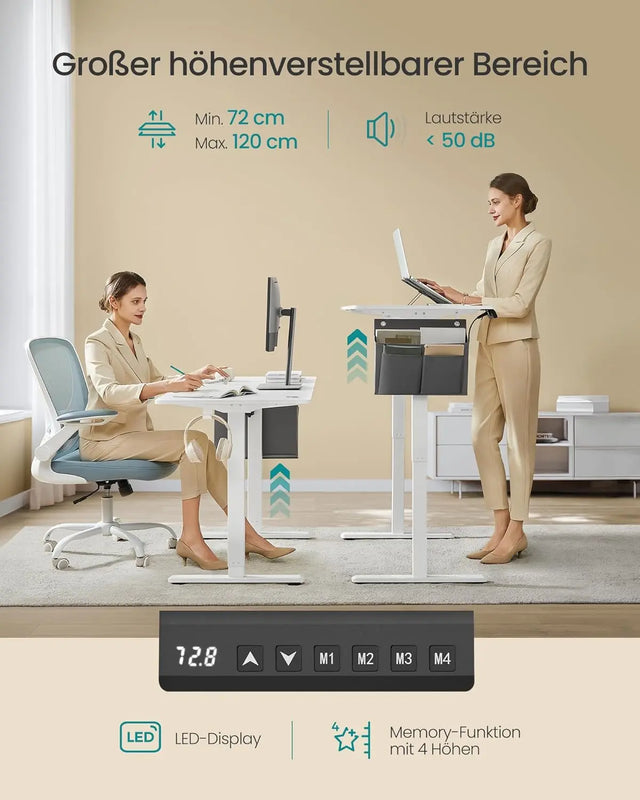 Schreibtisch elektrisch höhenverstellbar Büro wolkenweiss von Songmics