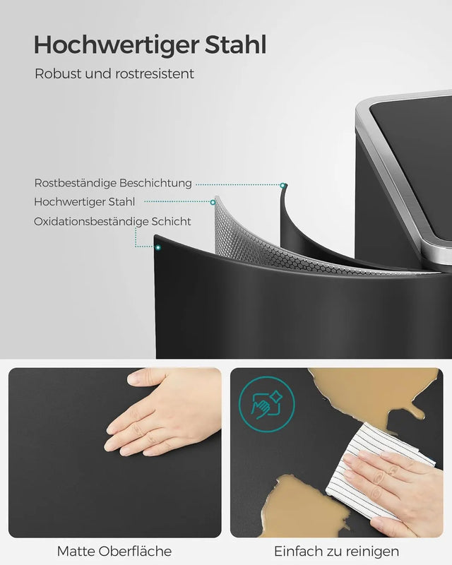 Mülleimer Mülltrennsystem 60L Softclose Schwarz von Songmics