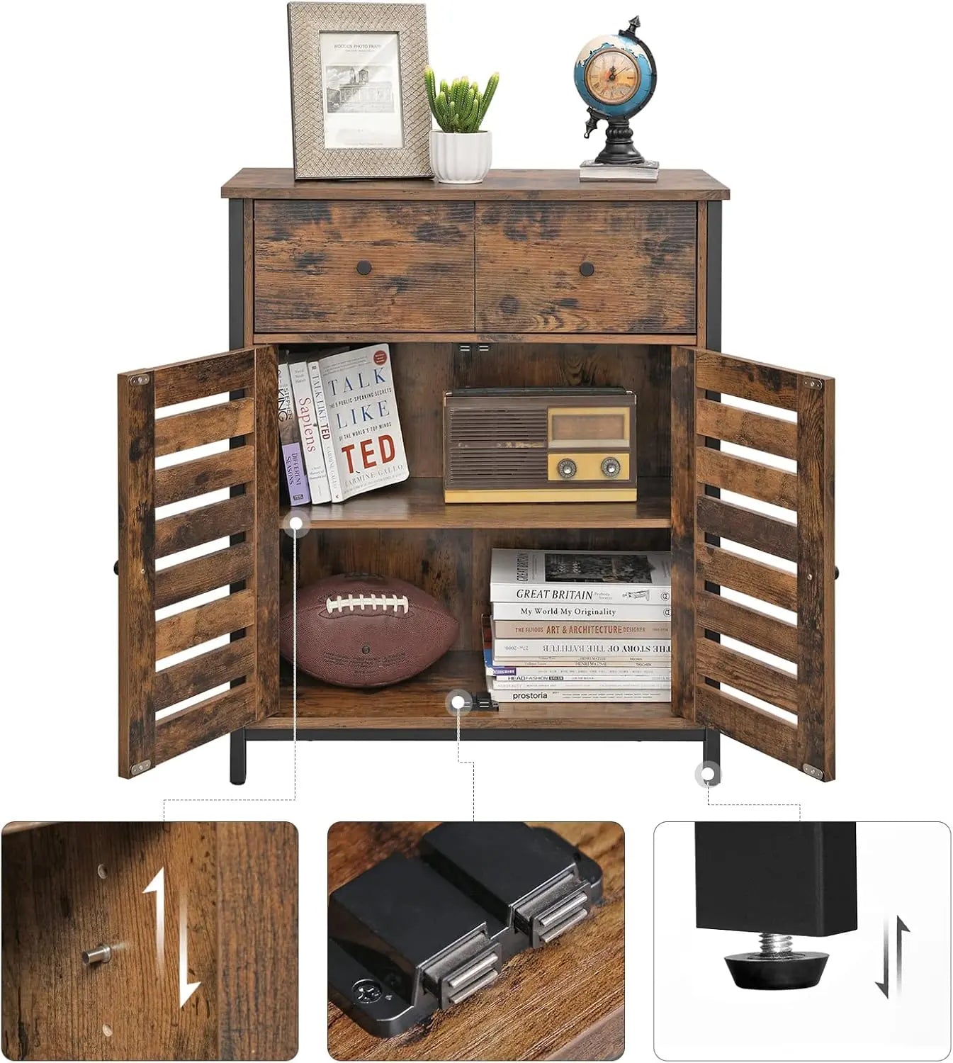 Bodenschrank mit Schublade rustikales Braun von Songmics