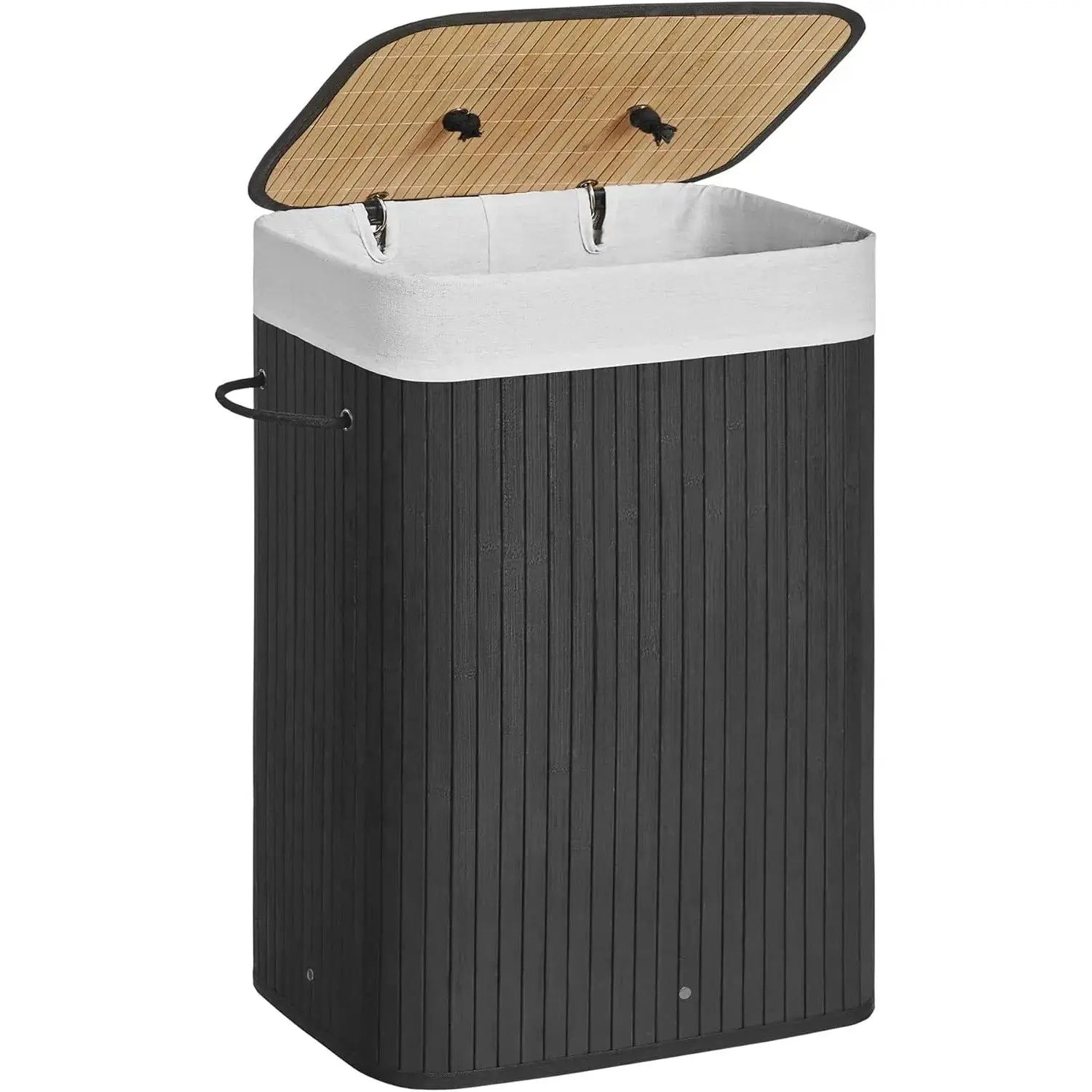 Wäschekorb Bambus faltbar 72L Schwarz von Songmics