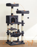 Kratzbaum Mehrstöckig mit Hängematte Rauchgrau von Songmics