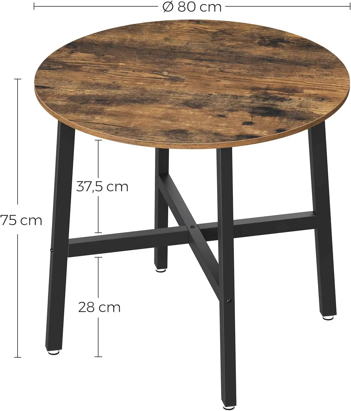 Esstisch rund klein Wohnzimmer Industrie vintagebraun von Songmics