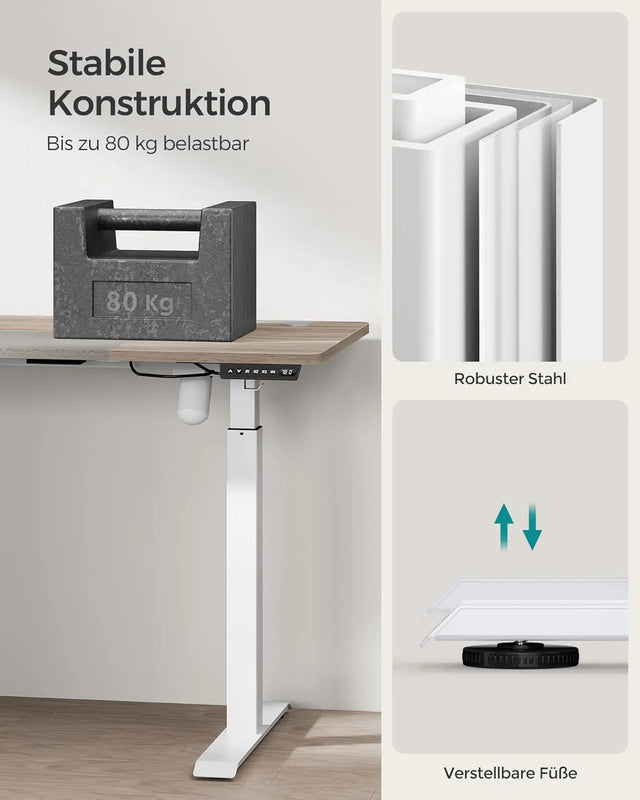 Schreibtisch elektrisch höhenverstellbar mit Memory Weiss von Songmics
