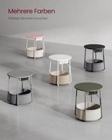 Beistelltisch mit Steckdose, Stauraum, schiefergrau von Songmics