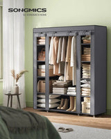 Kleiderschrank mit Ablagen und Stange Grau von Songmics