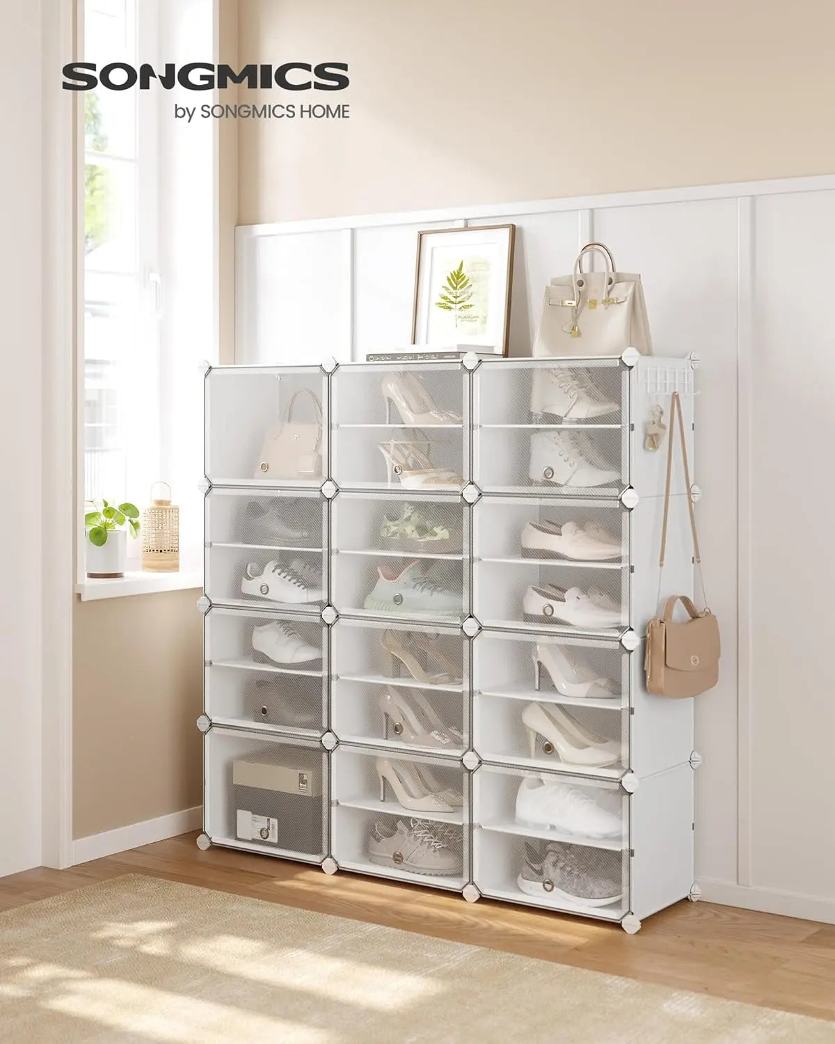 Schuhregal 48 Paar modular weiss Kunststoff von Songmics