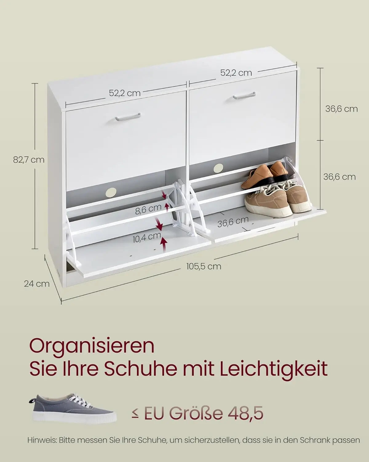 Schuhschrank Klappen Verstellbar Schuhregal Schneeweiss von Songmics