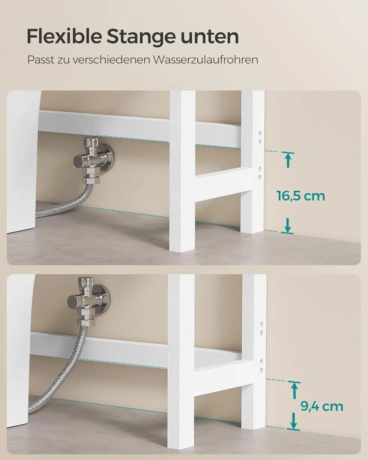 Toilettenregal Bambus 3 Ebenen Weiss von Songmics