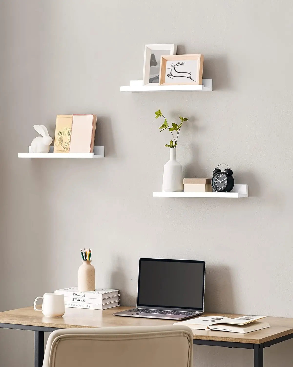 Wandregal Set für Wohnzimmer mattweiss von Songmics