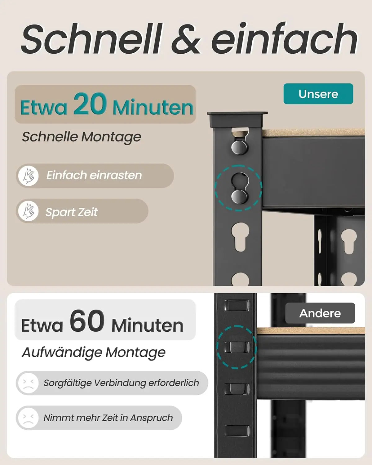 Schwerlastregal 875kg 2er-Set Belastbar Schwarz Metall von Songmics