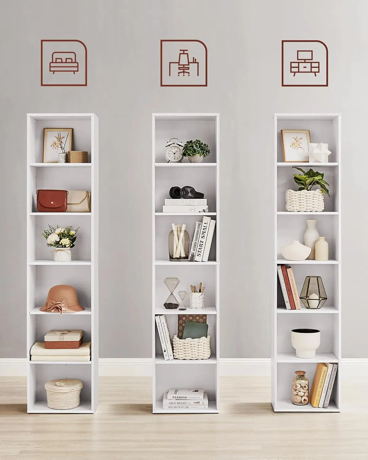 Bücherregal 6-stöckig Offenes Standregal Wolkenweiss, 24 x 40 x 178,5 cm von Songmics