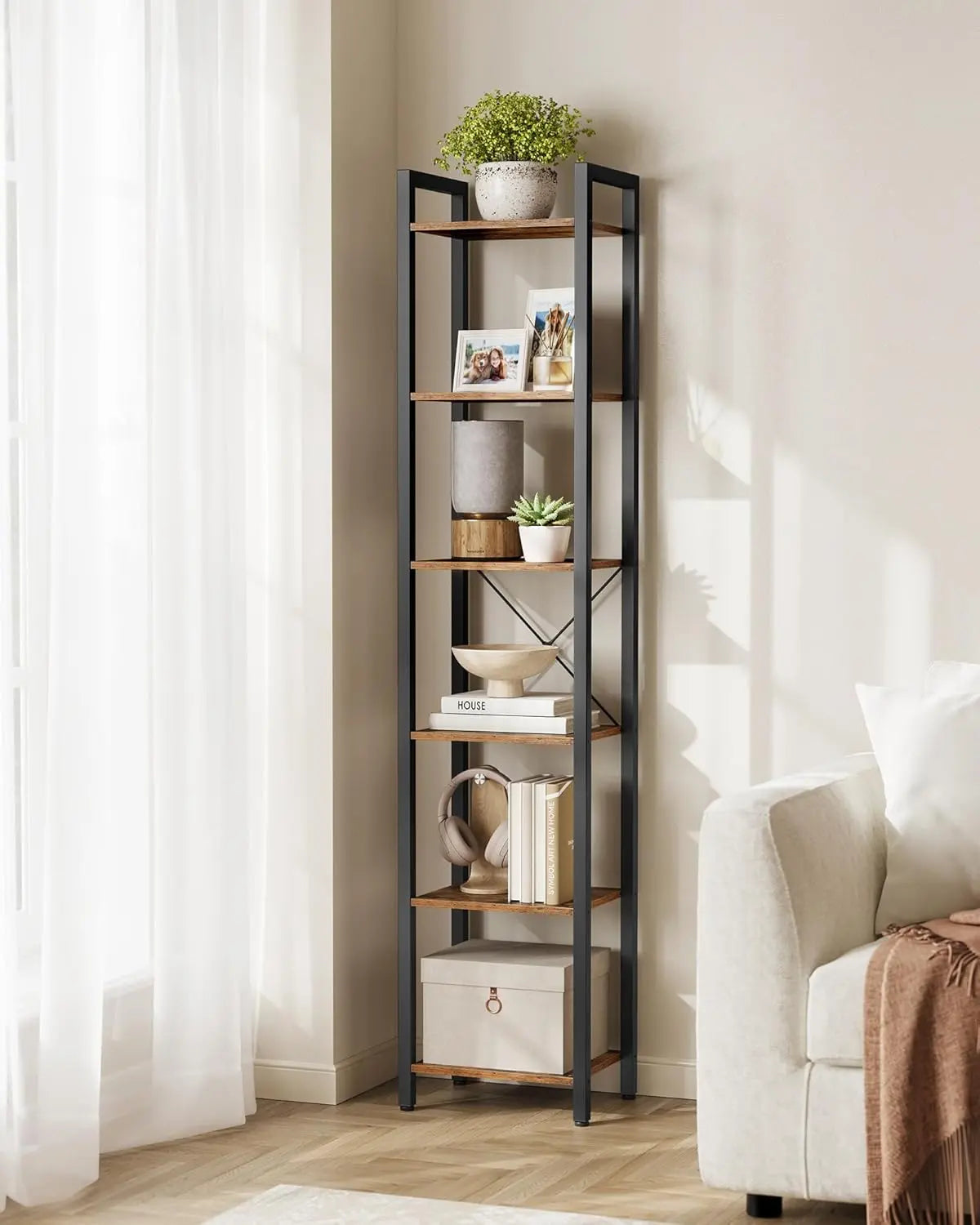 Regal Standregal mit 6 Ebenen Vintagebraun von Songmics