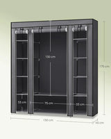Kleiderschrank mit Ablagen und Stange Grau von Songmics