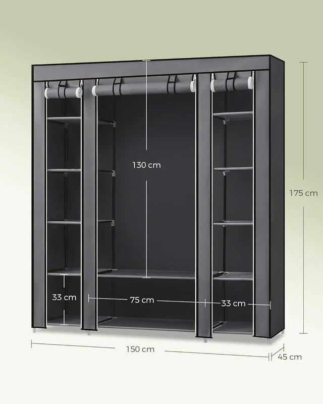 Kleiderschrank mit Ablagen und Stange Grau von Songmics