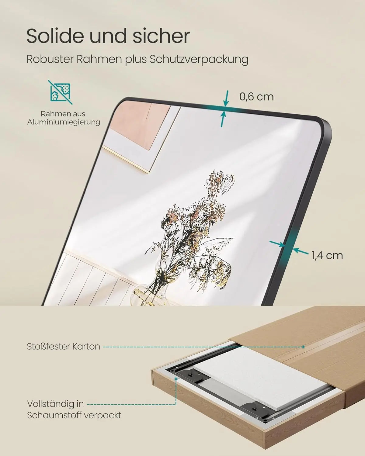 Ganzkörperspiegel 120x40cm Aluminium schwarz von Songmics