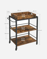 Servierwagen mit Tablett und Rollen vintagebraun von Songmics