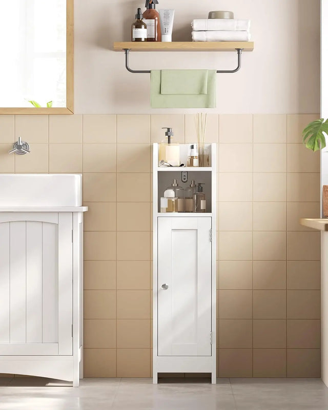 Toilettenschrank Badregal platzsparend verstellbar weiss von Songmics