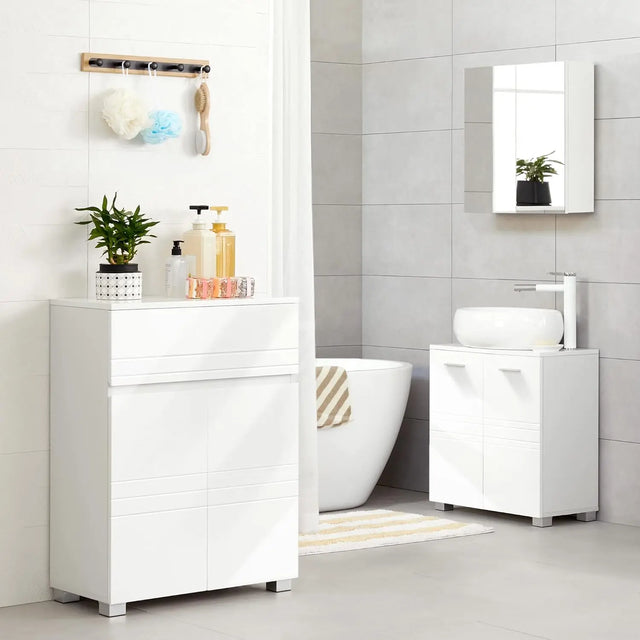 Badezimmerschrank mit Schublade verstellbar Weiss von Songmics