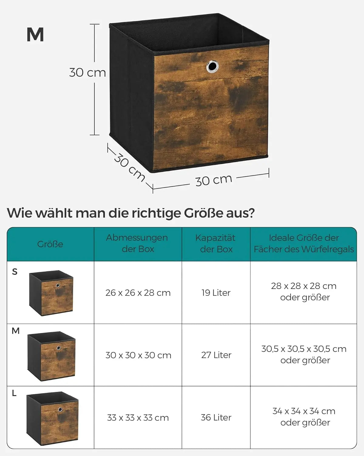 Aufbewahrungsbox 6er-Set faltbar vintagebraun Oxford-Gewebe von Songmics