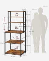 Küchenregal mit 6 Ablagen vintagebraun 80cm breit von Songmics