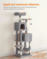 Kratzbaum Mehrstöckig mit Hängematte Hellgrau von Songmics