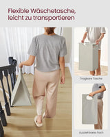 Wäschekorb mit 2 Fächern und Ablage, cremeweiss-mattweiss von Songmics