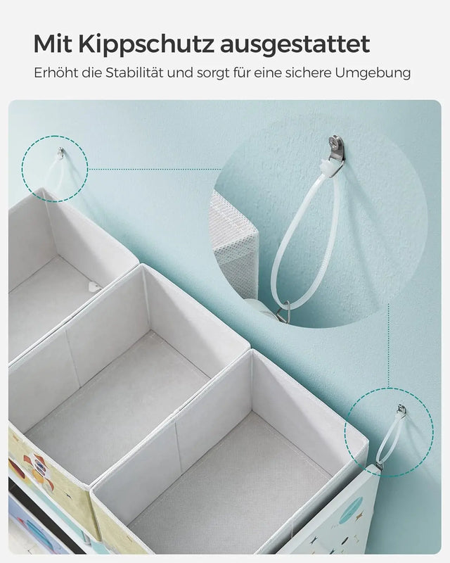 Kinderzimmerregal Weltall mit 7 Aufbewahrungsboxen Weiss von Songmics