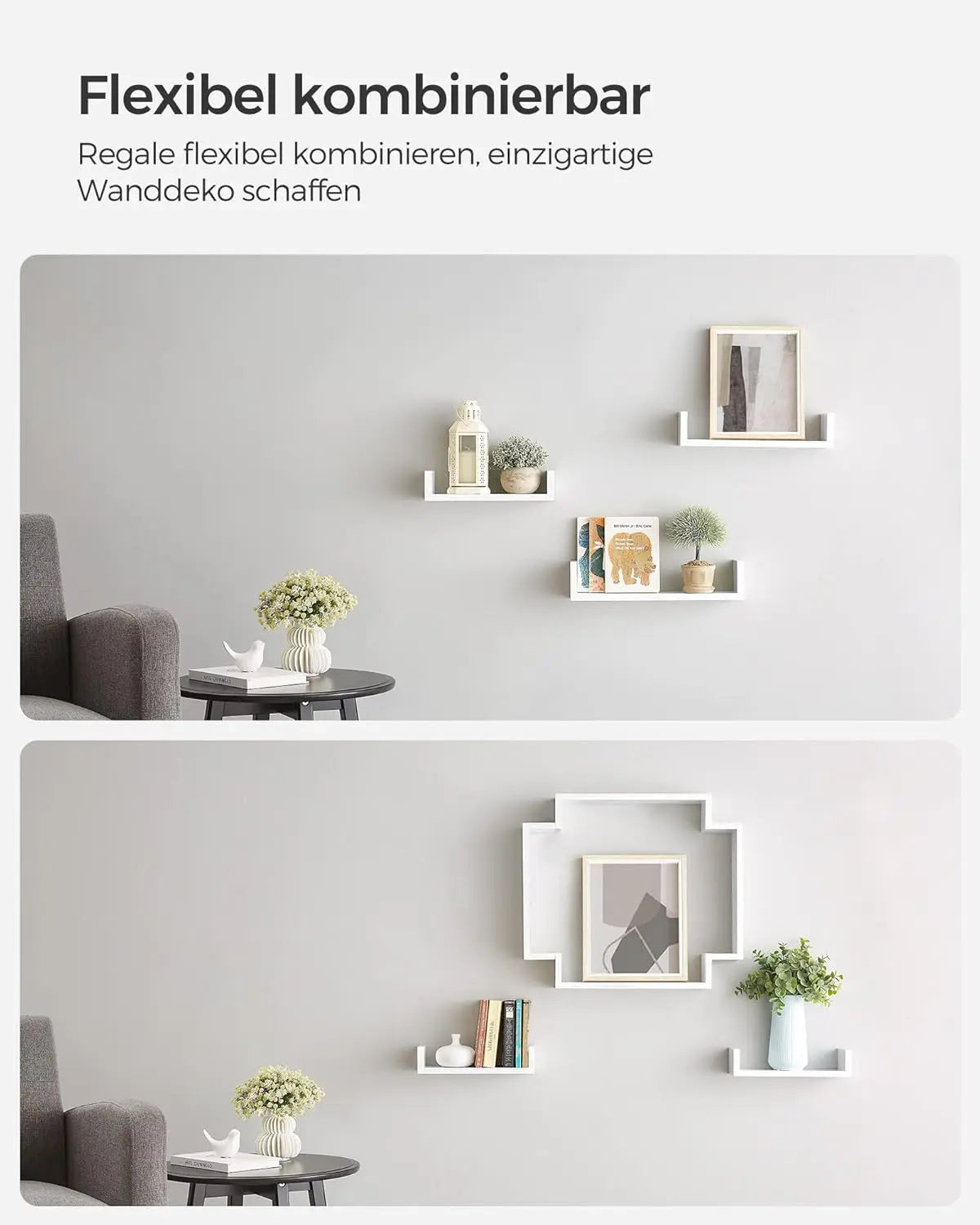 Wandregal Set Schweberegal Hochglanz Weiss von Songmics