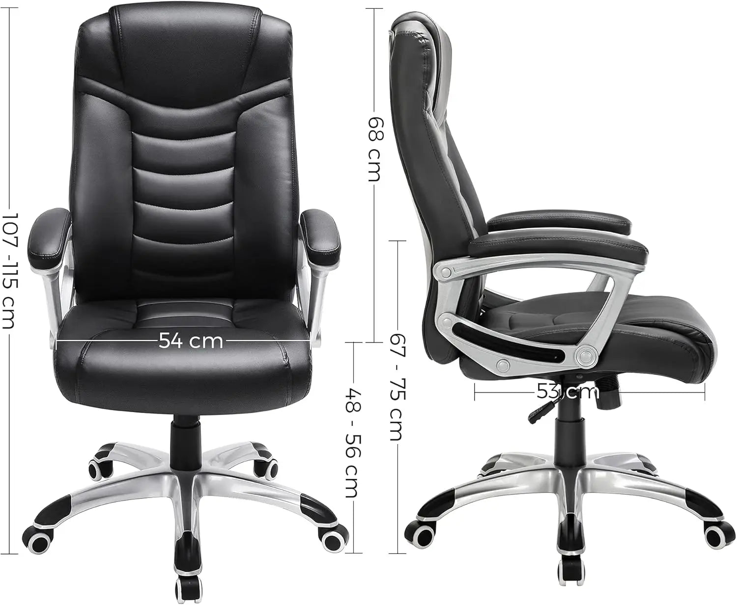 Bürostuhl Ergonomisch Höhenverstellbar Stabil Schwarz von Songmics