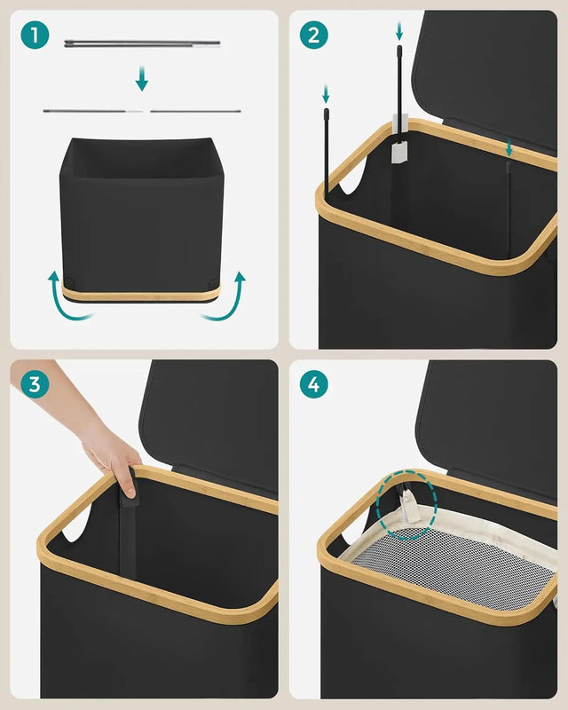 Wäschekorb zusammenklappbar mit Deckel tintenschwarz von Songmics