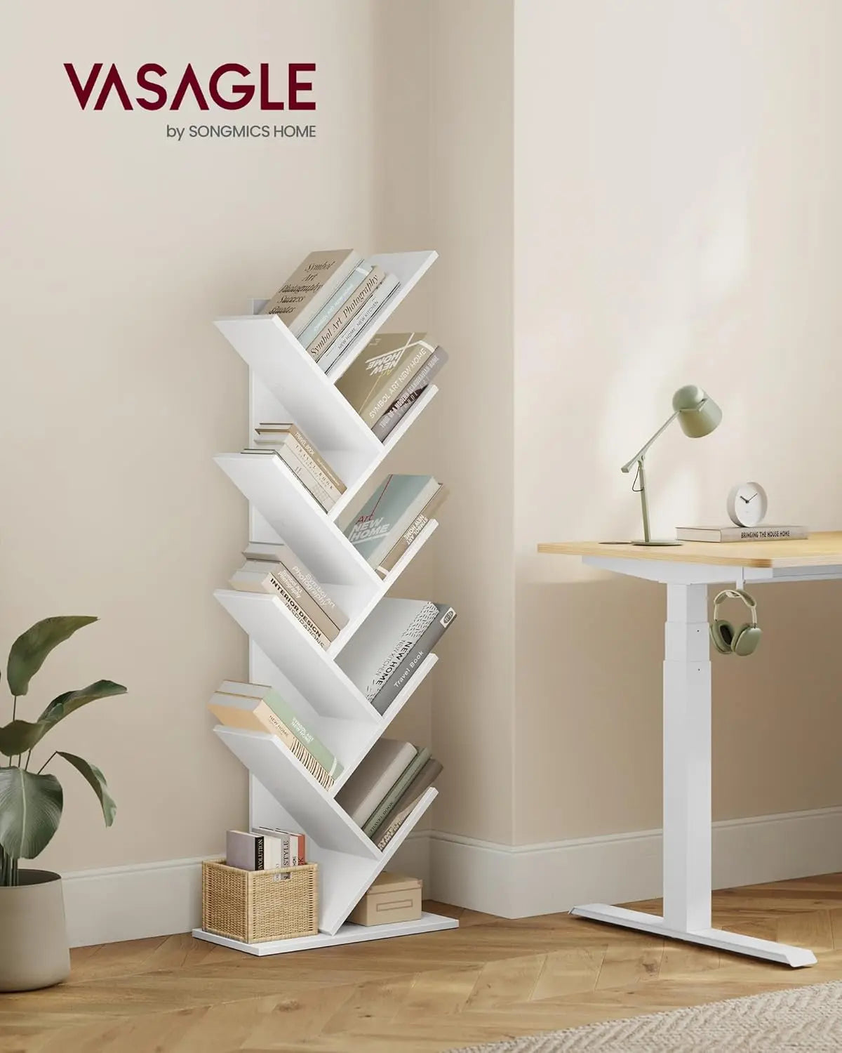 Bücherregal Baumform 9 Ebenen Wolkenweiss von Songmics