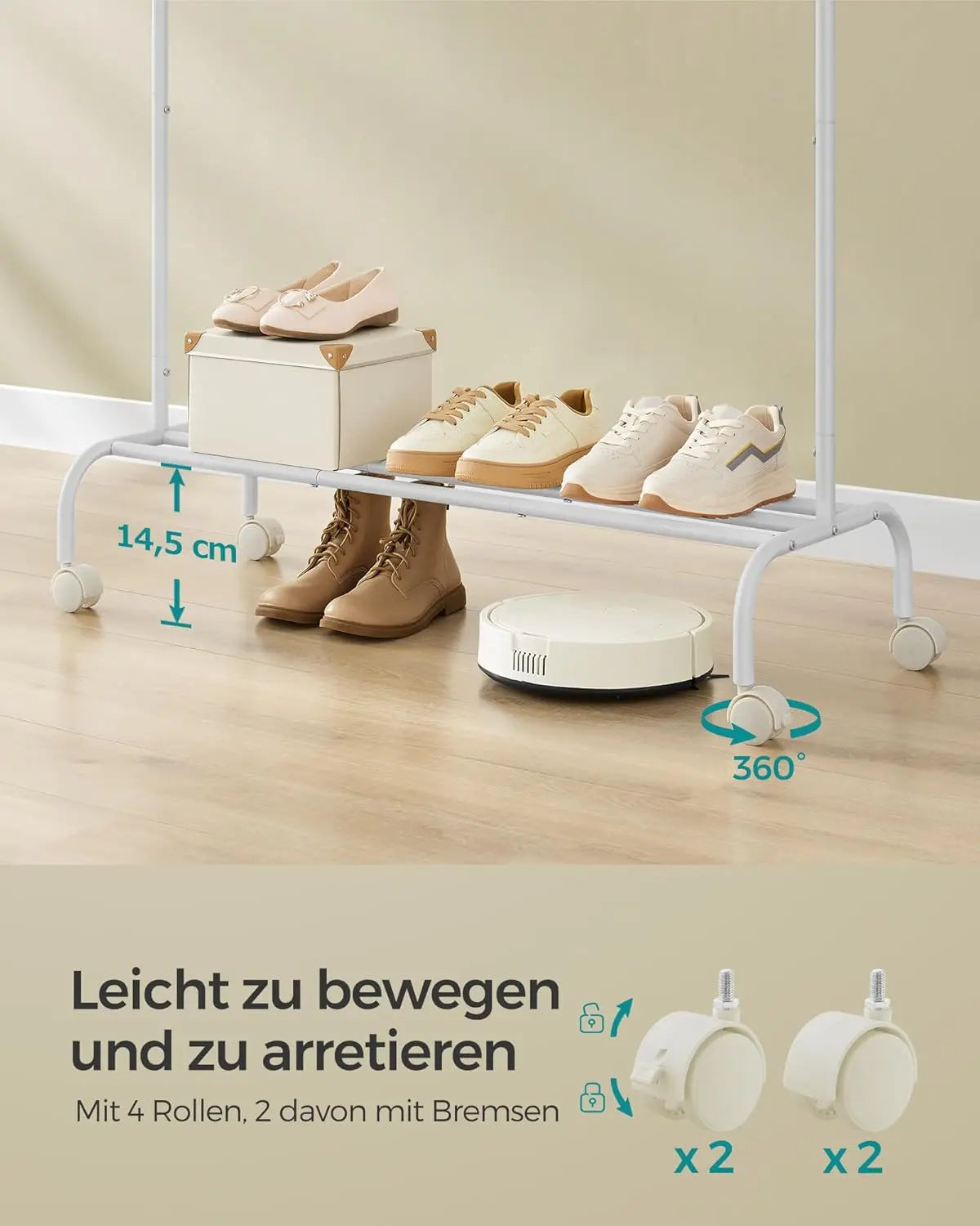 Kleiderständer Rollen 50kg weiss Stahl von Songmics