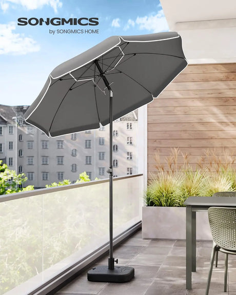 Sonnenschirm 160cm UPF50+ neigbar grau Polyester von Songmics