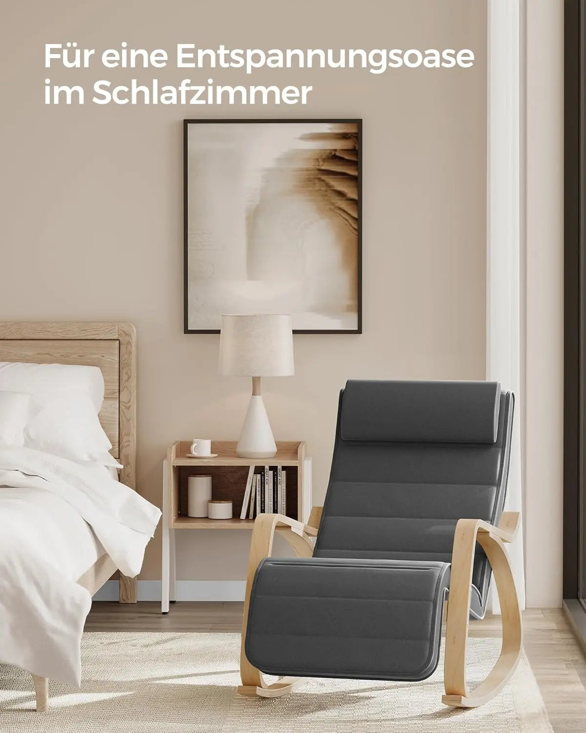 Schaukelstuhl Verstellbar Belastbar Wohnzimmer Dunkelgrau von Songmics