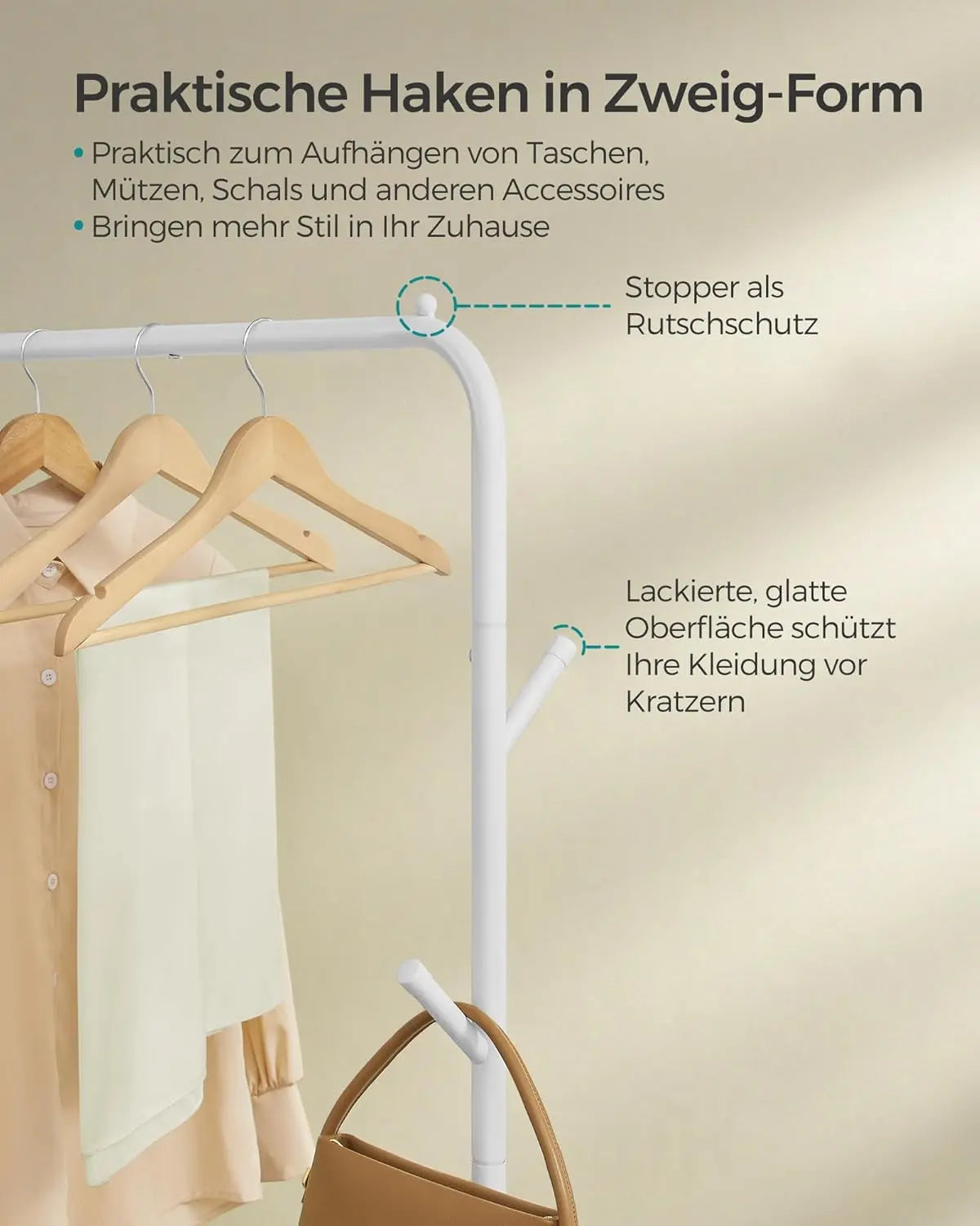 Kleiderständer Rollen 50kg weiss Stahl von Songmics