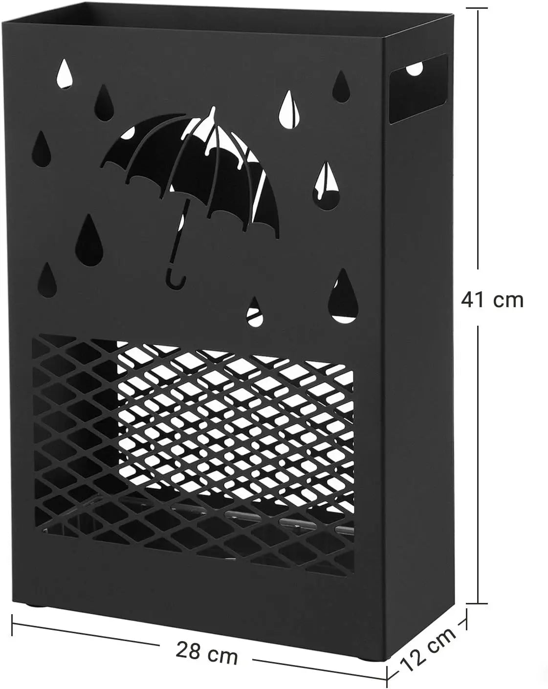 Regenschirmständer Metall rechteckig mit Haken schwarz von Songmics